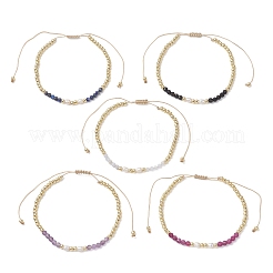 Женские плетеные браслеты из натуральных смешанных драгоценных камней&nbsp;BJEW-JB13203