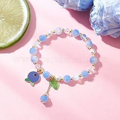 4шт. браслеты из синтетического лунного камня и стеклянных круглых бусин&nbsp;BJEW-JB11858