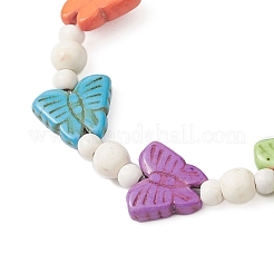 Бабочка синтетические бирюзовые бусины эластичные браслеты для девочек&nbsp;BJEW-JB12120