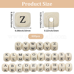 600 шт. бусины из натурального кленового дерева с принтом&nbsp;WOOD-PA0001-20