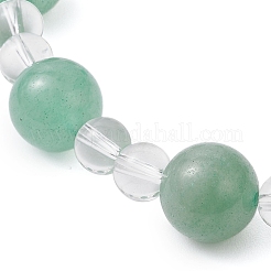 Браслеты из круглых бусин натурального зеленого авантюрина и синтетического кварца&nbsp;BJEW-JB12246-03
