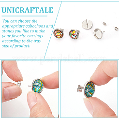 Плоские круглые серьги-гвоздики из нержавеющей стали 304&nbsp;STAS-UN0060-72B