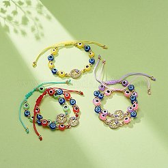 Плоские круглые браслеты из смолы от сглаза с деревом жизни&nbsp;BJEW-JB08740-04