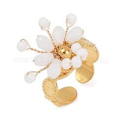 Регулируемые манжетные кольца из нержавеющей стали 304 со стеклянным кристаллом&nbsp;RJEW-V010-06G