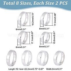 16 шт. 8 стиля 304 нержавеющая сталь широкие кольца для пальцев для женщин и мужчин&nbsp;RJEW-UN0002-54P