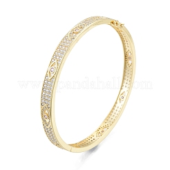 Браслет на петлях с кубическим цирконием и конским глазом&nbsp;BJEW-G651-07G-02