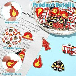 30 шт. 6 стиля подвески из сплава и эмали на тему пожаротушения&nbsp;ENAM-CJ0007-23