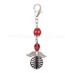 Окрашенные синтетические бирюзовые подвески в виде черепа&nbsp;HJEW-JM01179