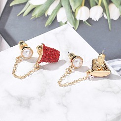 Латунные микро проложить серьги стержня кубического циркония&nbsp;LS-EJEW-Z080-02G-02