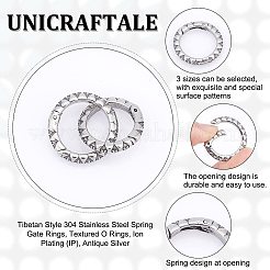 3 шт. 3 размера пружинных затворных колец из нержавеющей стали 304 в тибетском стиле STAS-UN0041-75