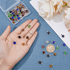 56 шт. 7-х цветные латунные подвески-соединители с паве из стекла&nbsp;FIND-DC0005-15