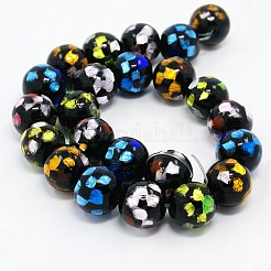 Ручной серебряная фольга стекло бусиныПроизводим круглые бусины нити FOIL-L008-03-12mm