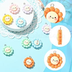 10 шт. подвески из непрозрачной смолы в виде подсолнуха&nbsp;RESI-YW0005-09