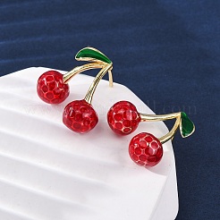 Вишневые латунные эмалевые серьги-гвоздики&nbsp;EJEW-U062-02B-G