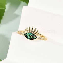 Открытые манжеты из латуни с микро-паве и цирконием для женщин&nbsp;RJEW-G343-29G-02