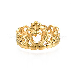 Ионное покрытие (ip) 304 нержавеющая сталь сердце корона открытое кольцо манжета для женщин&nbsp;RJEW-S405-259G