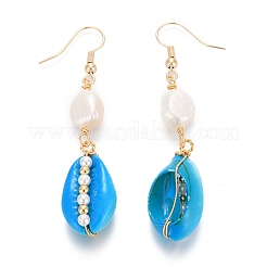 Серьги-подвески в виде ракушек каури с краской EJEW-JE04369-02