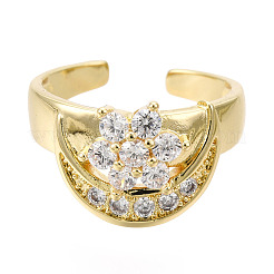 Кубический цирконий в виде луны с открытым манжетом в виде цветка&nbsp;RJEW-N037-039F