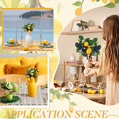 6 шт. искусственных растений из шелковой ткани и пенопласта с лимонно-черничным принтом&nbsp;AJEW-GA0009-26