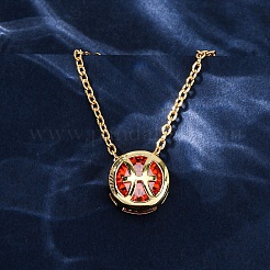 Латунный паве кубический цирконий камень рождения созвездие кулон кабель цепочка ожерелья&nbsp;LS-NJEW-D334-01G-05