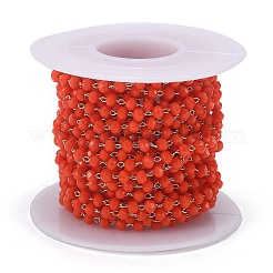 Латунные граненые стеклянные цепочки ручной работы из бисера&nbsp;CHC-F012-02A