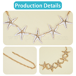 Богемский сплав белая эмаль с железными звеньями в виде морских звезд на животе для женщин&nbsp;AJEW-WH20006-348