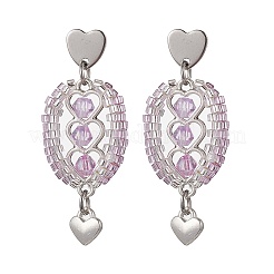 Серьги-гвоздики из нержавеющей стали 304 с ограненными биконусными стеклянными бусинами&nbsp;EJEW-WZ00437-04