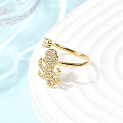 Открытые кольца-манжеты из нержавеющей стали 304 с микропаве из кубического циркония&nbsp;RJEW-Z130-01G-02