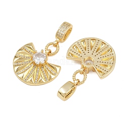 Подвески-веера из латуни с прозрачными кубическими цирконами&nbsp;KK-C132-22G