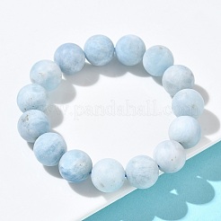 Браслеты из натуральных матовых круглых бусин аквамарина для женщин&nbsp;BJEW-Z158-01