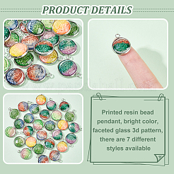 28шт 7 цвета печатных подвесок из непрозрачной смолы&nbsp;RESI-AR0001-20