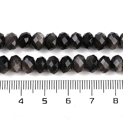 Бусы из натурального серебра обсидиан&nbsp;G-B125-J02-01-1