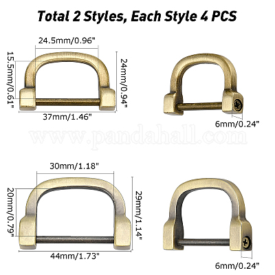 8 шт. 2 стильных D-образных колец из сплава FIND-WR0003-22AB-1