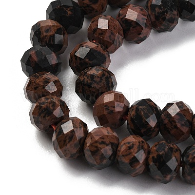 Натурального красного дерева обсидиана бисер нитей G-K380-A15-01-1