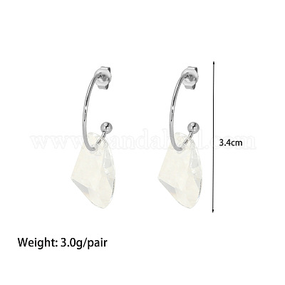 Серьги-гвоздики из нержавеющей стали 304 с нерегулярными прозрачными кристаллами кубического циркония DJ4094-2-1