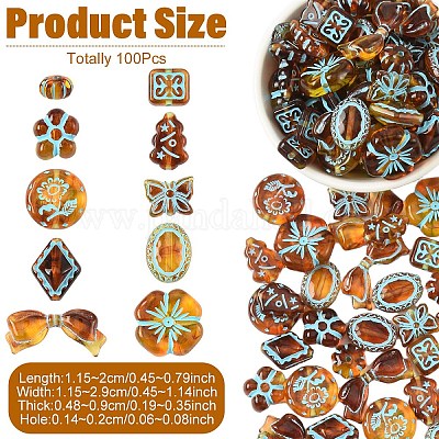 100 шт. 10 вида окрашенных прозрачных акриловых бусин&nbsp;OACR-YW0003-66-1