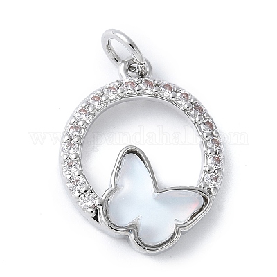 Подвески из латуни микропаве с фианитами и стеклом KK-F892-50P-1