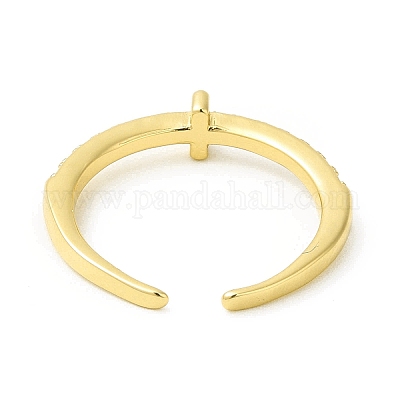 Кольцо-манжета с открытой буквой из прозрачного кубического циркония RJEW-H120-09G-I-1