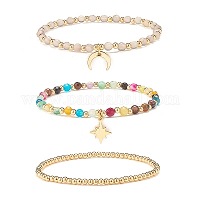 Естественно агат круглые бусины растянуть браслеты&nbsp;BJEW-JB07294-01-1