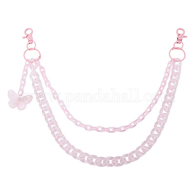 Акриловые бабочки многослойные цепочные ремни для джинсовых брюк&nbsp;HJEW-TAC0113-1