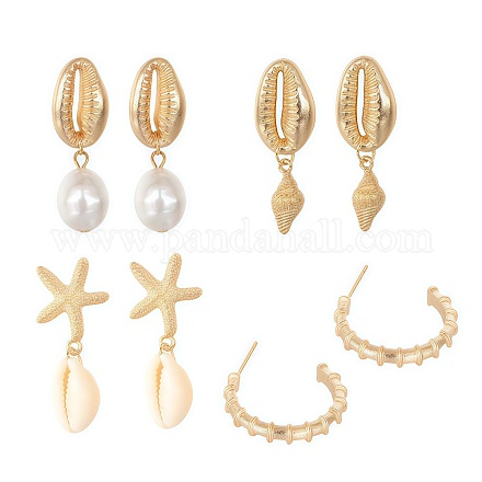 Богемные пляжные серьги с подвесками из ракушек и жемчуга YO2102-1
