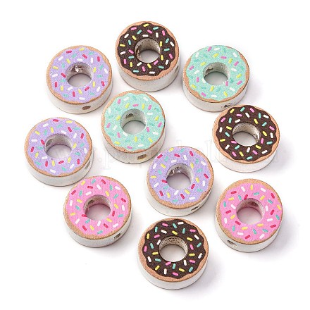 Печатные деревянные бусины&nbsp;WOOD-V003-02-1