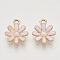 Light Gold Plated Alloy Pendants, with Enamel, Flower, Pink, 17.5x14.5x3mm, Hole: 2mm