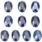 10Pcs Natural Sodalite Cabochons, Oval, Faceted, 14~14.5x10x4.5mm