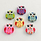 2-Hole Dyed Wooden Buttons, Owl, Mixed Color, 20.5x18x4mm, Hole: 1.5mm