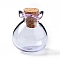 Lucky Bag Shape Glass Cork Bottles Ornament, Glass Empty Wishing Bottles, DIY Vials for Pendant Decorations, Lilac, 2.5cm