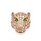 Rack Plating Brass Micro Pave Cubic Zirconia Leopard Hollow Beads, Lead Free & Cadmium Free, Rose Gold, 11x11x6mm, Hole: 1.4mm