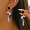 Parrot Acrylic Dangle Stud Earrings, Colorful, 70x30mm