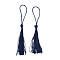 Polyester Tassel Decorations, Pendant Decorations, Midnight Blue, 130x6mm, Tassel: 70~90mm