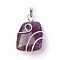 Natural Amethyst Pendants, with Brass Findings, Trapezoid, Silver Color Plated, 32~33x21~23x10~11mm, Hole: 8x5mm